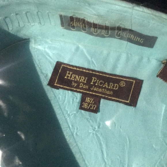 Henri Picard Royal Blue Men’s Dress Shirt Brand New - Picture 6 of 6